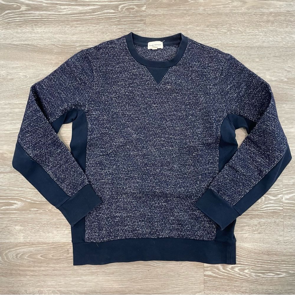 Club Monaco Navy Speckled Crewneck Sweatshirt